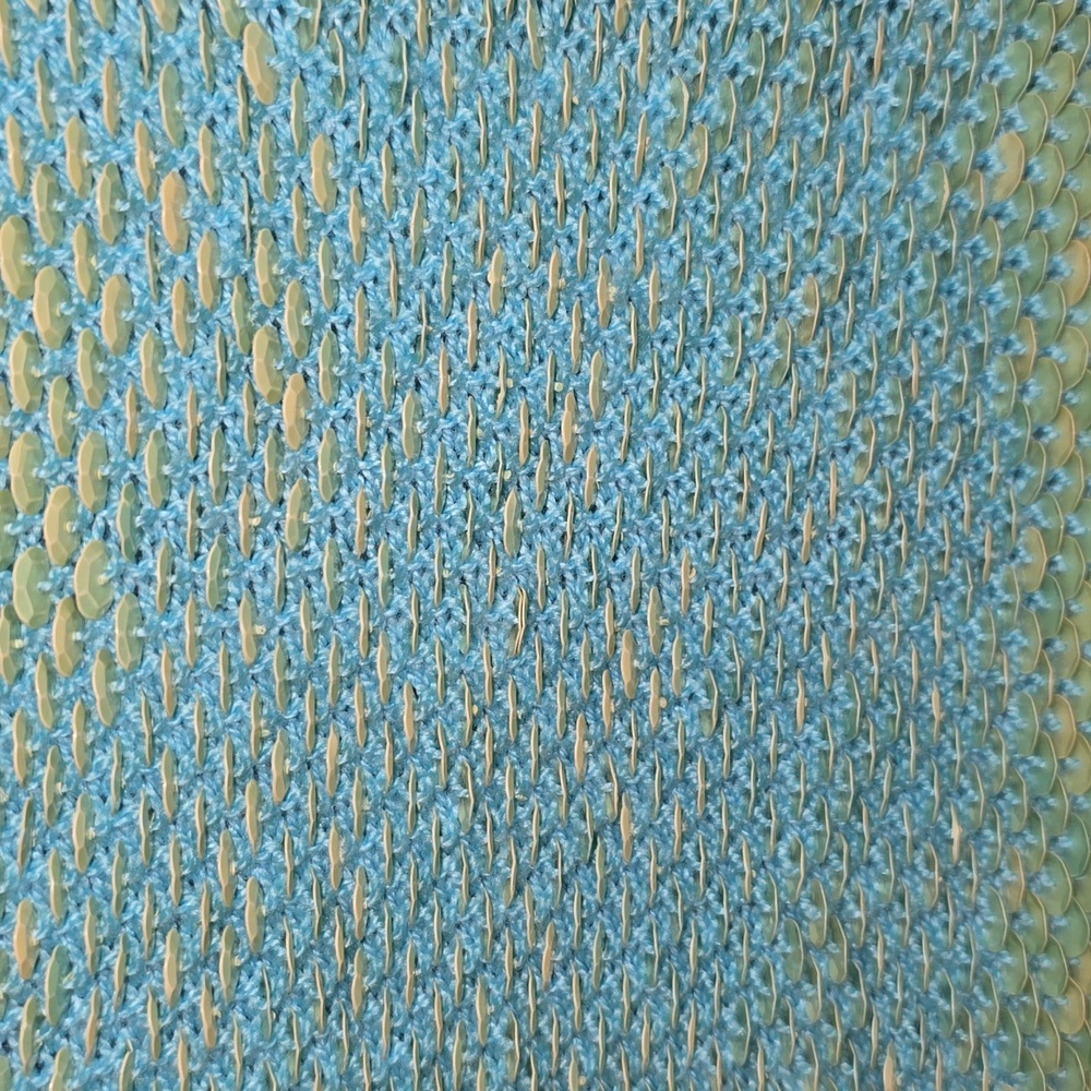 Teal/Lime Green Razzle Dazzle Sequin Blouse Size M - Picture 6 of 14